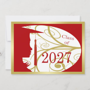 Carte silhouette rouge et or 2027