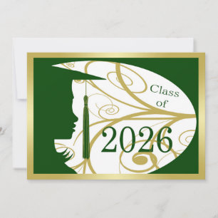 Carte silhouette verte et or 2026
