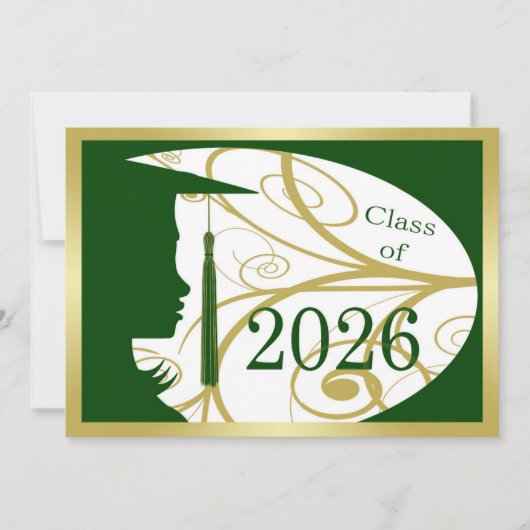 Carte silhouette verte et or 2026 (Devant)