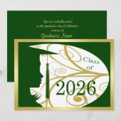 Carte silhouette verte et or 2026 (Devant / Derrière)
