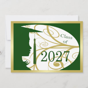 Carte silhouette verte et or 2027