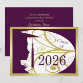 Carte silhouette violet et or 2026 (Devant / Derrière)