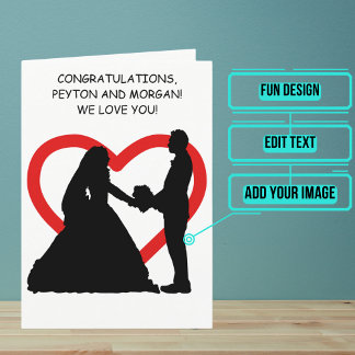 Carte Silhouetted Couple Wedding Day Félicitations