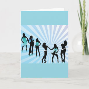 Carte Silhouettes de femmes élégantes mode bleu sarcelle