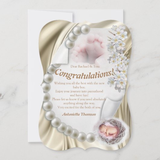 Carte Silky Ivory Pearl Baby Congrats (Devant)