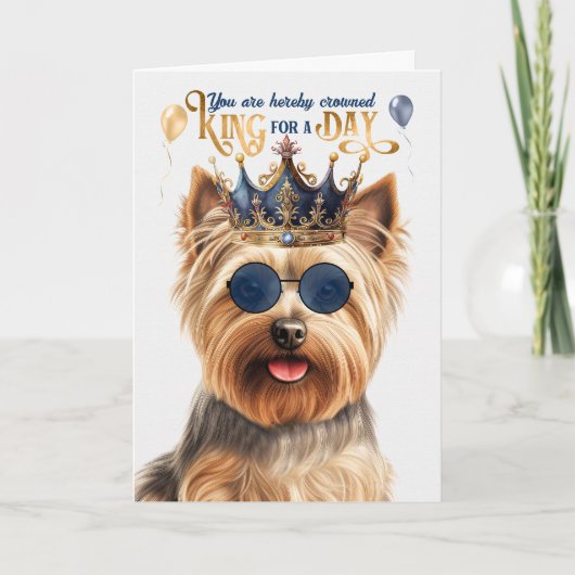 Carte Silky Terrier Chien King pour jour drôle Anniversa (Devant)
