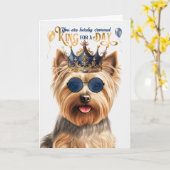Carte Silky Terrier Chien King pour jour drôle Anniversa (Fleur jaune)
