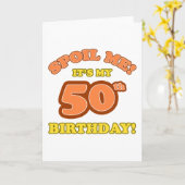 Carte Silly 50e anniversaire présent (Fleur jaune)