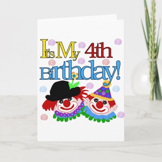 Carte Silly Clowns 4th Birthday Tshirts et cadeaux (Devant)