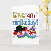 Carte Silly Clowns 4th Birthday Tshirts et cadeaux (Fleur jaune)