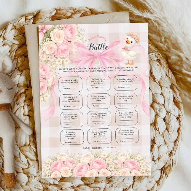 Carte Silly Goose Ruban Gingham Rose Fleur Bébé Bataille (Créateur téléchargé)