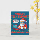Carte Silly Santa Rebooting Support Engineer s Tech (Fleur jaune)