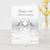 Carte Silver Anniversary Dolphins et Heart (Fleur jaune)