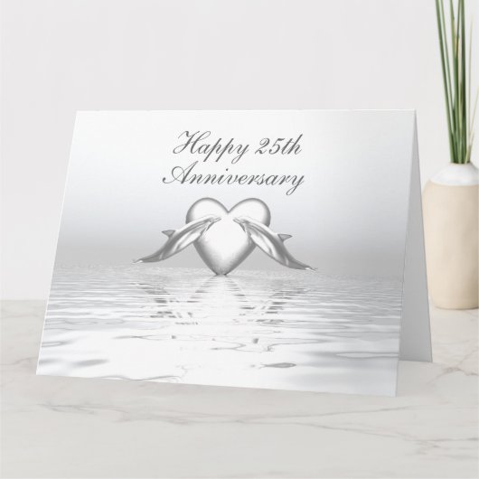 Carte Silver Anniversary Dolphins et Heart (Devant)
