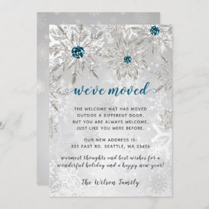Carte Silver Aqua Snowflakes Nous avons déplacé les Cart