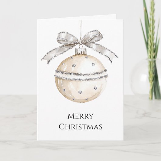 Carte Silver Cream Bows Ornaments Christmas (Devant)