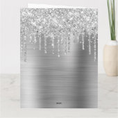 Carte Silver Glitter Drips Metallic Merry Christmas (Dos)