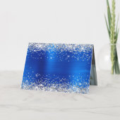 Carte Silver Glitter Metallic Royal Blue Family Photo (Dos)