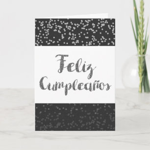 Carte Silver Glitter Spanish Birthday