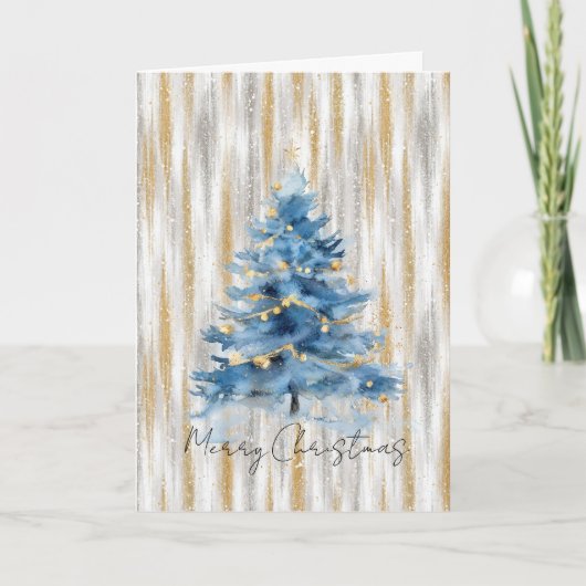 Carte Silver Gold Blue Christmas Tree (Devant)
