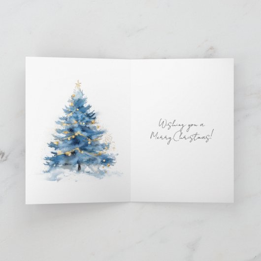Carte Silver Gold Blue Christmas Tree (Intérieur)