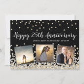Carte Silver Gold Confetti Photo 25e Anniversaire (Devant)