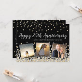 Carte Silver Gold Confetti Photo 25e Anniversaire (Devant/Arrière en situation)