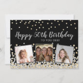 Carte Silver Gold Confetti Photo Collage 50e anniversair (Devant)