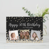 Carte Silver Gold Confetti Photo Collage 50e anniversair (Debout devant)