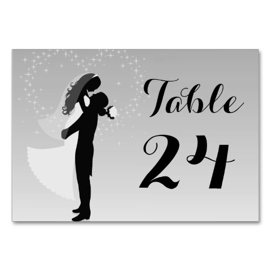Carte Silver Ombre Silhouette Bride Et Table Groom (Devant)
