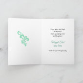 Carte Silver Sea Green Brocade Mariage juif Bénédiction (Intérieur)
