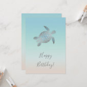 Carte Silver Sea Turtles Birthday (Devant/Arrière en situation)