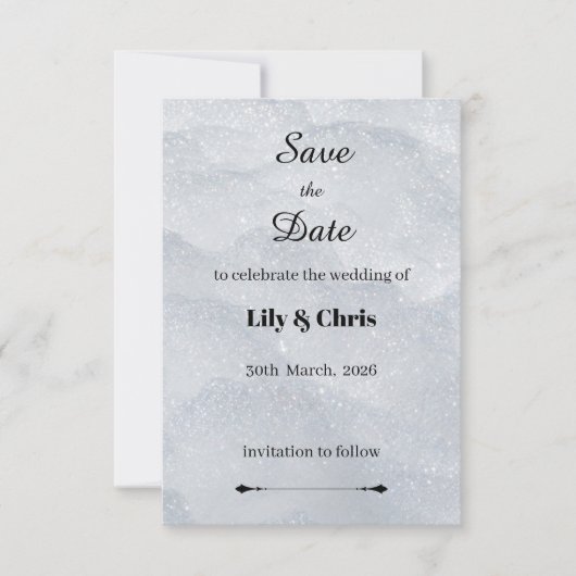 Carte Silver Shimmering Filigree Save the Date Card (Devant)