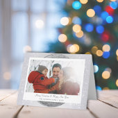 Carte Silver Snowy Holiday avec nom de famille