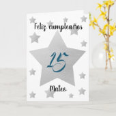 Carte Silver Stars Boy Espagnol Anniversaire (Fleur jaune)