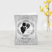 Carte Silvery White Bride & Groom Silhouette Note (Fleur jaune)