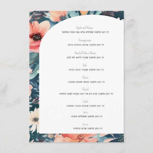 carte simanim (Devant)