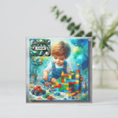Carte SIMON ~ Joyeux Anniversaire ~ Briques de construct (Debout devant)