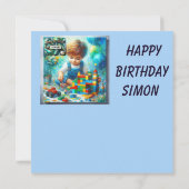 Carte SIMON ~ Joyeux Anniversaire ~ Briques de construct (Dos)