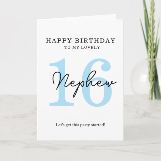 Carte simple 16e anniversaire. (Devant)
