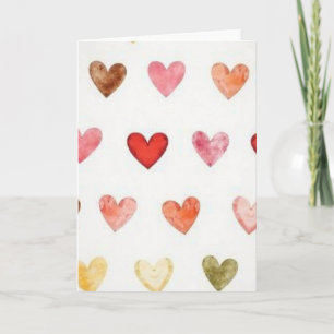 Carte simple à coeurs aquarelles dispersés