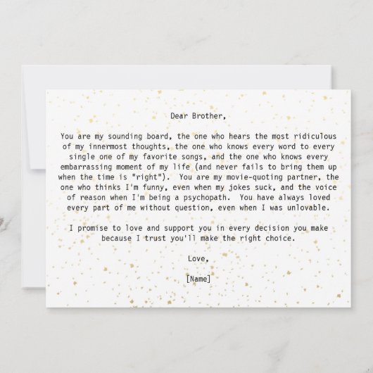 Carte Simple À Mon Frère Le Jour Du Mariage Ajouter Un N (Dos)