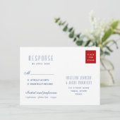 Carte Simple Adresse de Retour de Mariage Moderne Rouge (Debout devant)