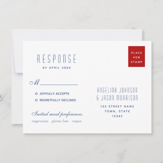 Carte Simple Adresse de Retour de Mariage Moderne Rouge (Devant)
