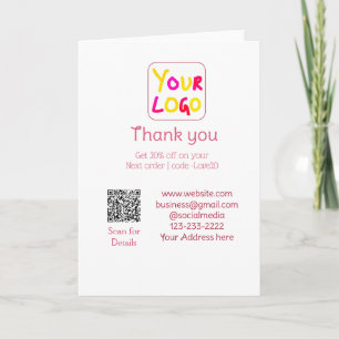 Carte simple ajoutez votre logo/design ici texte Q R
