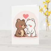 Carte Simple Amour Ours (Fleur jaune)