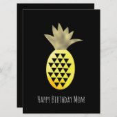 Carte Simple ananas Joyeux Anniversaire Faux Gold Card (Devant / Derrière)