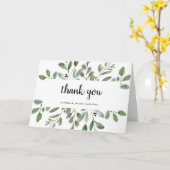 Carte Simple aquarelle Verdure et Script | Merci (Fleur jaune)