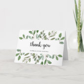 Carte Simple aquarelle Verdure et Script | Merci (Devant)