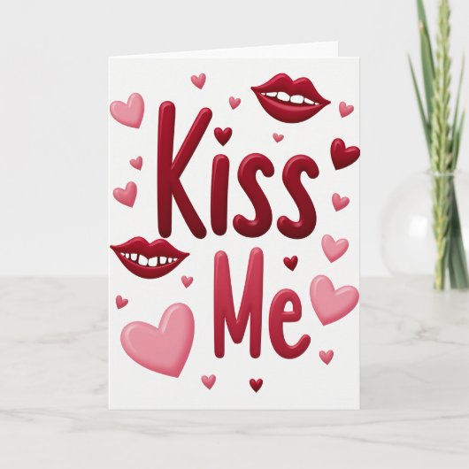 Carte Simple Baiser Moi Lèvres Cœurs (Devant)